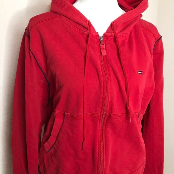 Tommy Hilfiger red zip up hoodie - Picture 5 of 8
